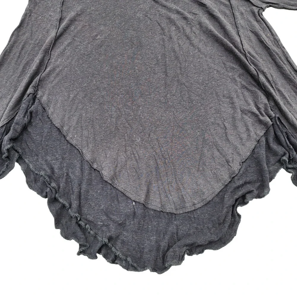 Free People We The Free Lace Hem Long Sleeve Top Black XS NWT - Picture 3 of 14